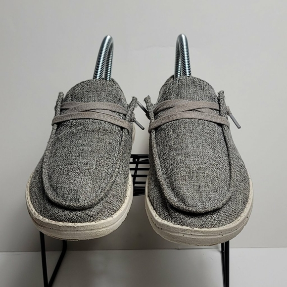 Hey Dude Shoes Kids Sz 5 Wendy Linen Sneakers Flats Loafers Moc Toe Slip On - Picture 3 of 8